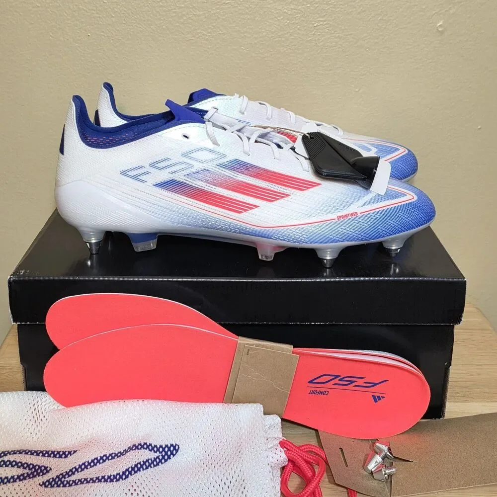 Adidas F50 Elite SG Advancement Pack Soccer Cleats White Blue Red IF1299 10.5